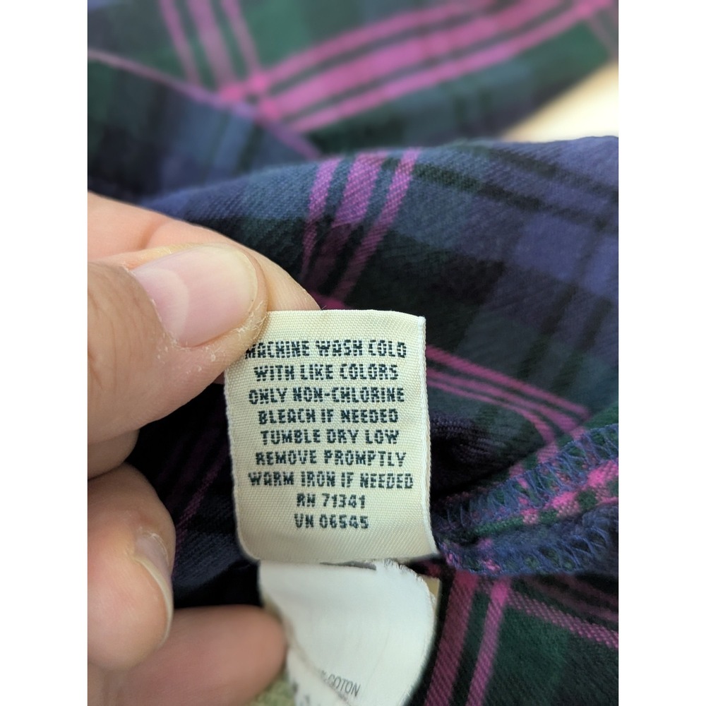Z5 LL Bean Pink Purple Green Plaid Flannel Button Up Women's Sz Small - Picture 8 of 8